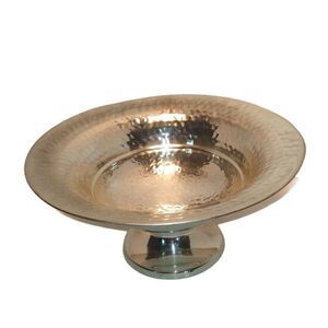 Vintage Hammered Silver Colored Console Bowl from India Large 12" Diameter